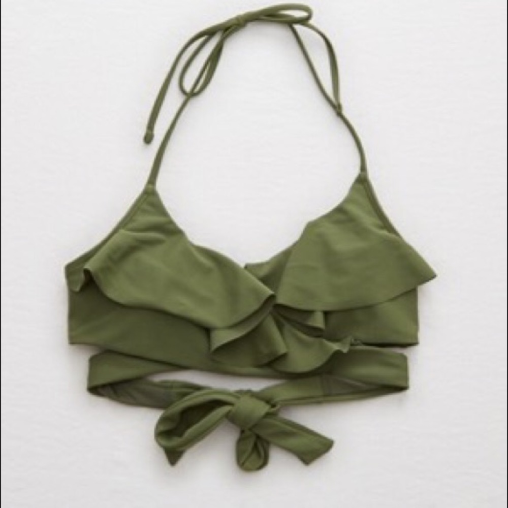 AERIE Olive Green Wrap Bikini Top!
